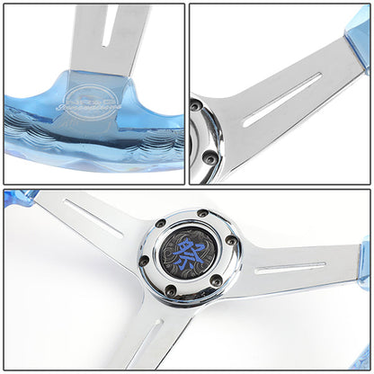 350mm Aluminum 2 in.Deep Dish Acrylic Grip Steering Wheel - RST-027CH-BL