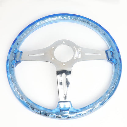 350mm Aluminum 2 in.Deep Dish Acrylic Grip Steering Wheel - RST-027CH-BL