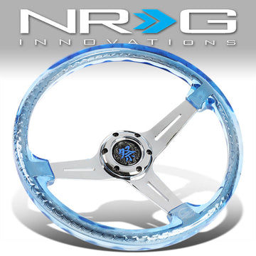 350mm Aluminum 2 in.Deep Dish Acrylic Grip Steering Wheel - RST-027CH-BL