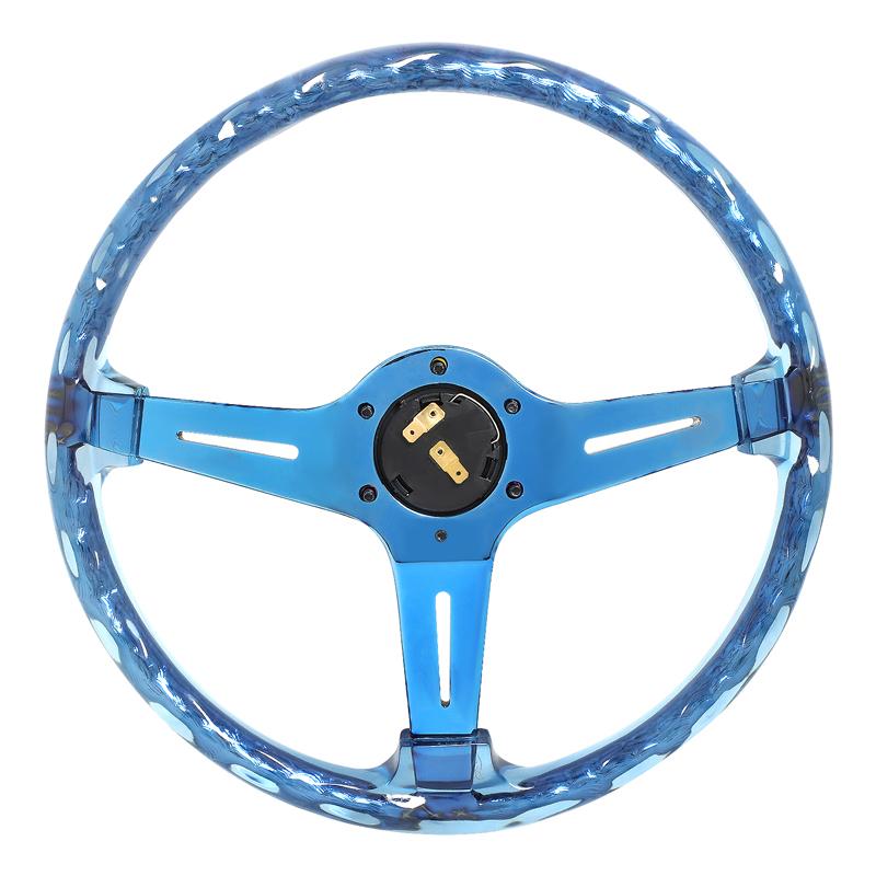 Matsuri 350mm 2 in. Deep Dish Blue Acrylic Grip Steering Wheel - RST-027GM-BL
