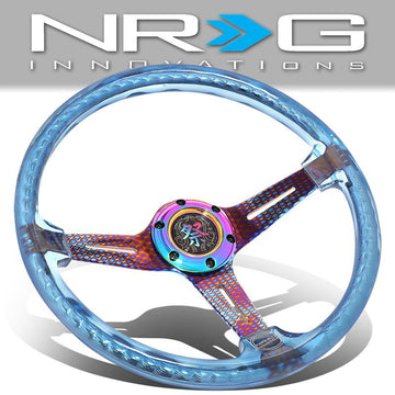 Matsuri 350mm 2 in. Deep Dish Blue Acrylic Grip Steering Wheel - RST-027GM-BL