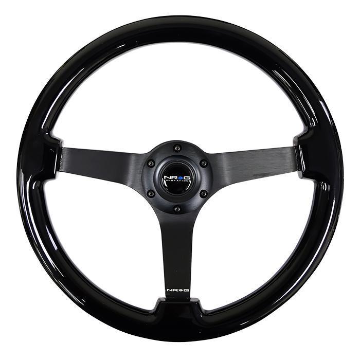 350mm Vintage Black Wood Grain Grip Steering Wheel - RST-036BK-BK