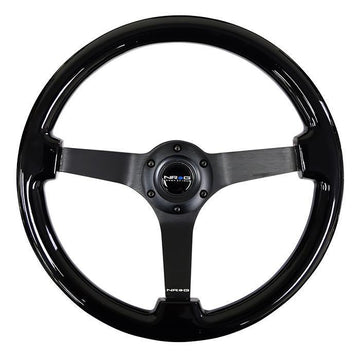 350mm Vintage Black Wood Grain Grip Steering Wheel - RST-036BK-BK