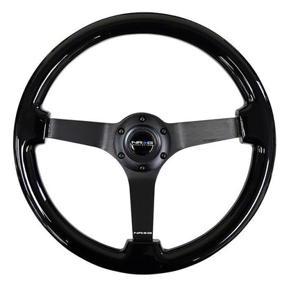 350mm Vintage Black Wood Grain Grip Steering Wheel - RST-036BK-BK