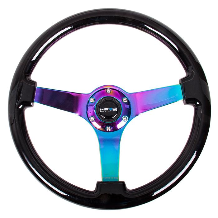 350mm Vintage Black Wood Grain Grip Steering Wheel - RST-036BK-MC