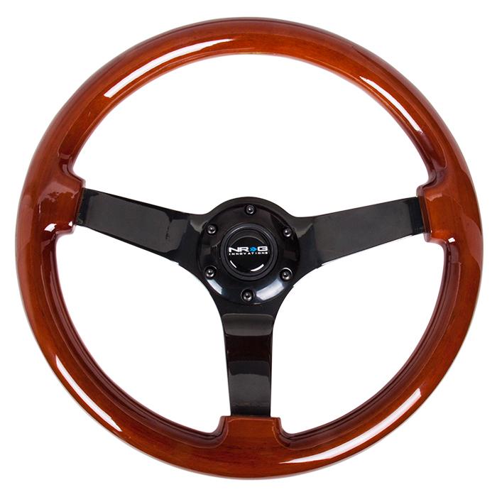 350mm Classic Dark Wood Grain Steering Wheel - RST-036BR-BK