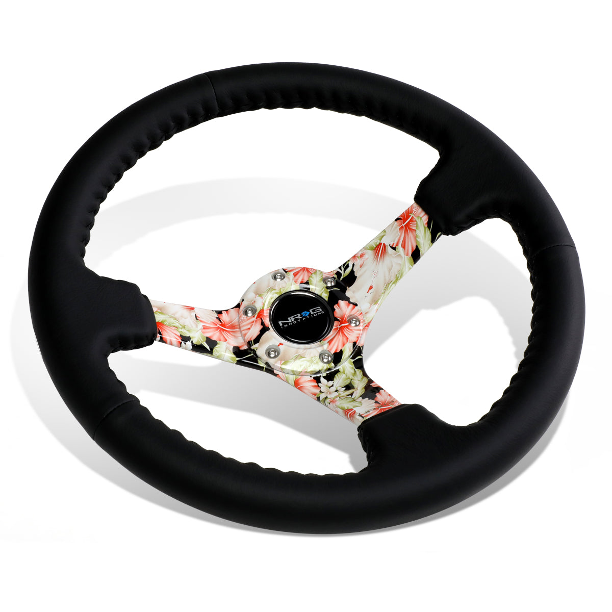 350mm 3 in. Deep Dish Leather Grip Steering Wheel - RST-036FL-R