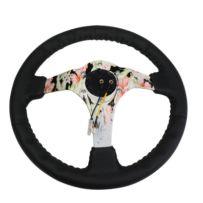 350mm 3 in. Deep Dish Leather Grip Steering Wheel - RST-036FL-R