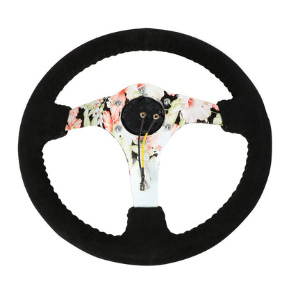 350mm 3 in. Deep Dish Suede Grip Steering Wheel - RST-036FL-S