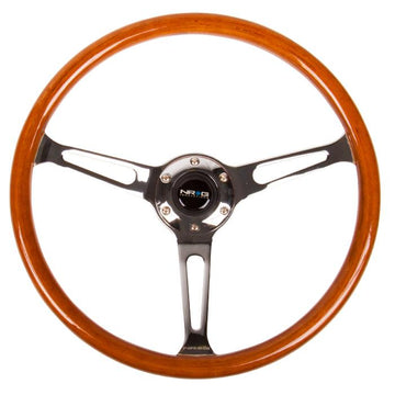 380mm Aluminum Spoke Wood Grain Grip Steering Wheel - RST-360SL