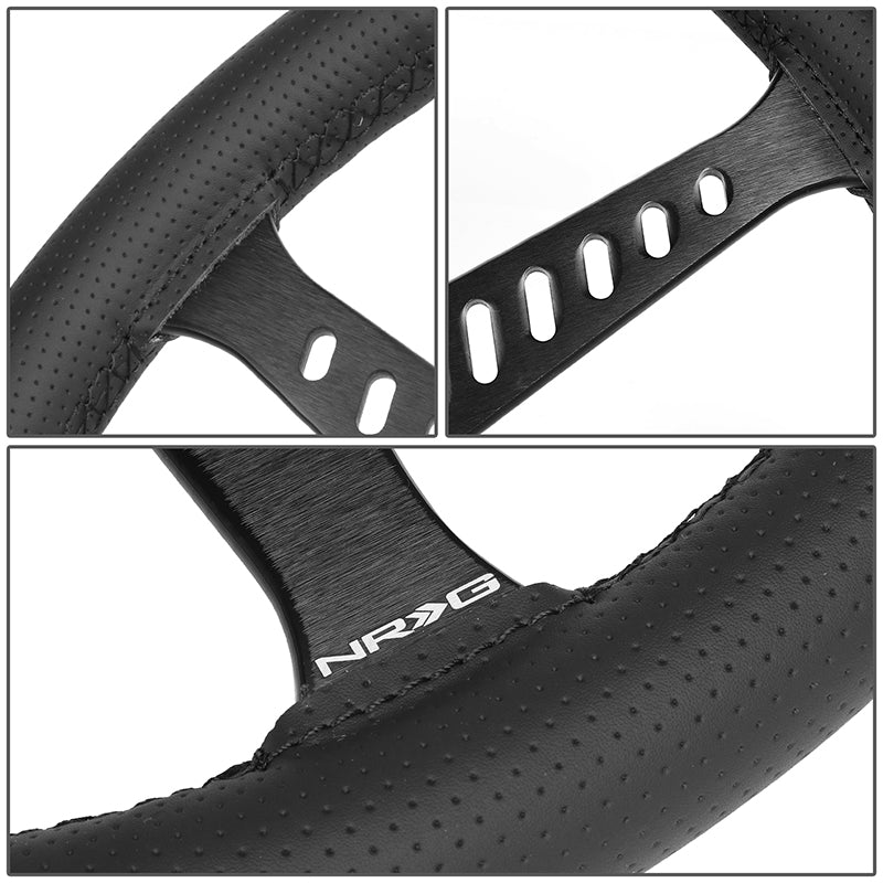 380mm 2.25 in. Deep Dish Perforated Leather Grip Steering Wheel - RST-380STL-B