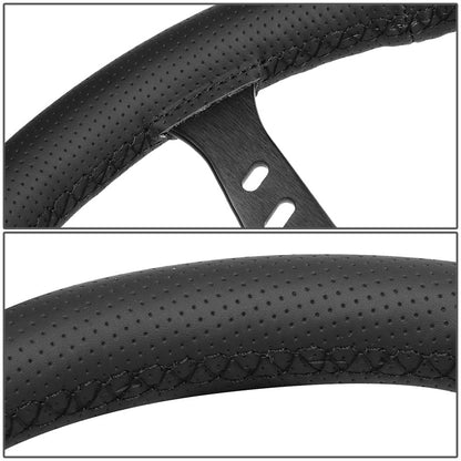 380mm 2.25 in. Deep Dish Perforated Leather Grip Steering Wheel - RST-380STL-B