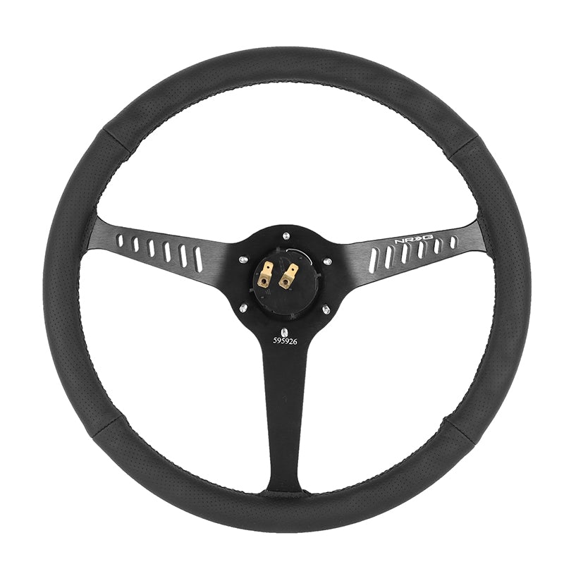 380mm 2.25 in. Deep Dish Perforated Leather Grip Steering Wheel - RST-380STL-B