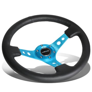 350mm 3 in. Deep Dish Leather Steering Wheel - ST-006NB