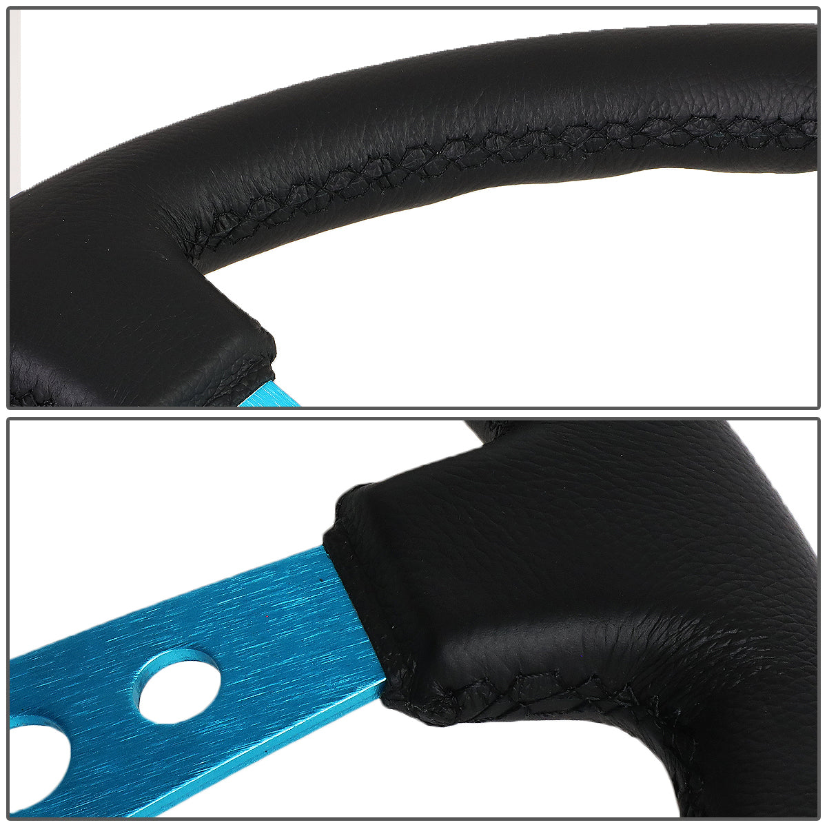 350mm 3 in. Deep Dish Leather Steering Wheel - ST-006NB