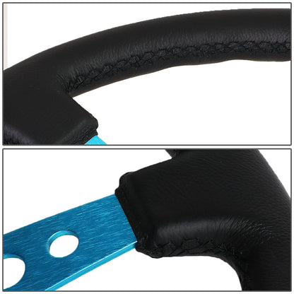 350mm 3 in. Deep Dish Leather Steering Wheel - ST-006NB