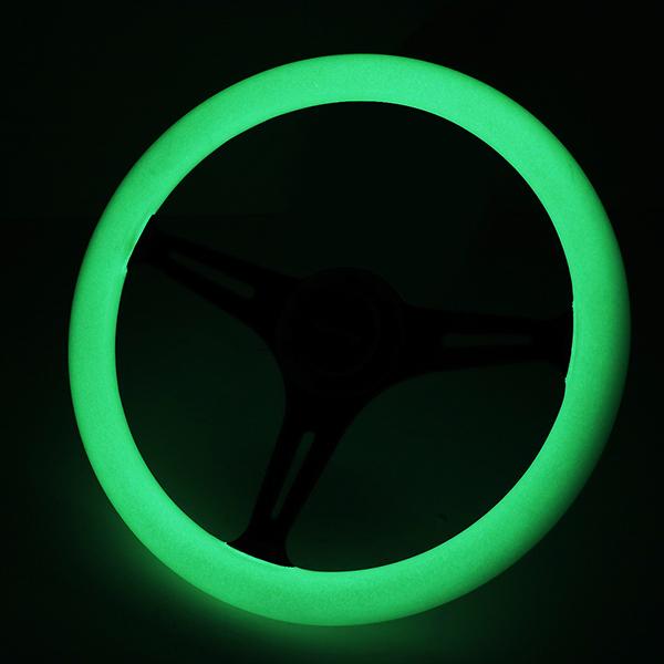 350mm 2 in. Deep Dish Glow In Dark White Wood Grain Steering Wheel - ST-015BK-GL