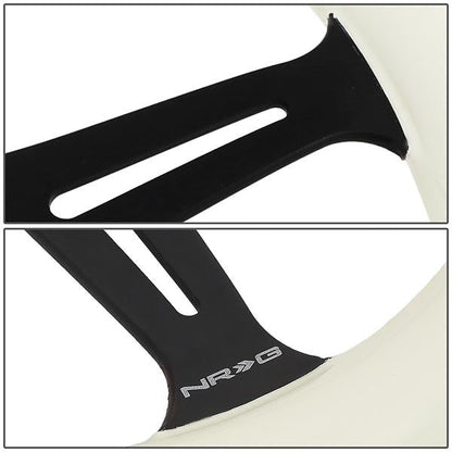 350mm 2 in. Deep Dish Glow In Dark White Wood Grain Steering Wheel - ST-015BK-GL