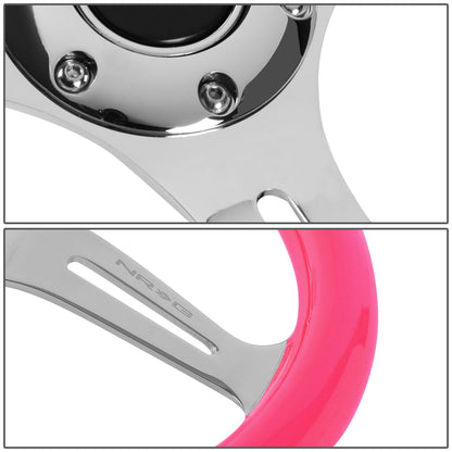 350mm 2 in. Deep Dish Pink Colored Wood Grip Steering Wheel - ST-015CH-NPK