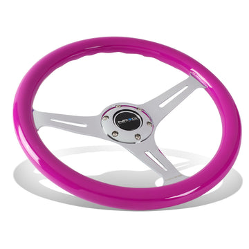 350mm 2 in. Deep Dish Purple Colored Wood Grip Steering Wheel - ST-015CH-NPP