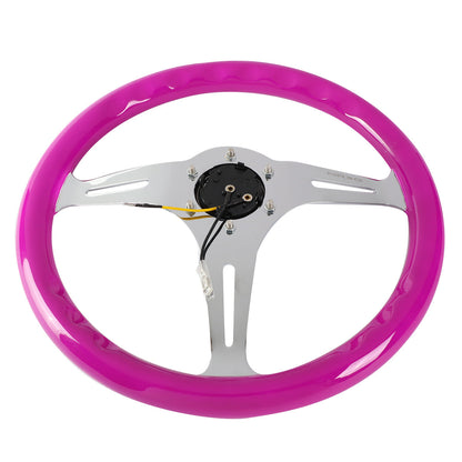 350mm 2 in. Deep Dish Purple Colored Wood Grip Steering Wheel - ST-015CH-NPP