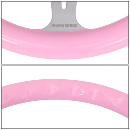 350mm 2 in. Deep Dish Pink Colored Wood Grain Steering Wheel - ST-015CH-PK