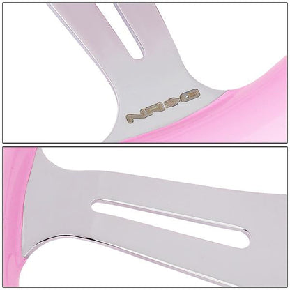 350mm 2 in. Deep Dish Pink Colored Wood Grain Steering Wheel - ST-015CH-PK