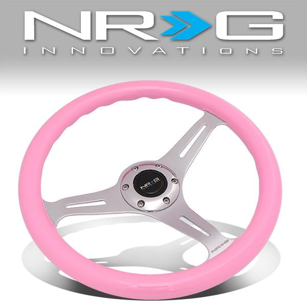 350mm 2 in. Deep Dish Pink Colored Wood Grain Steering Wheel - ST-015CH-PK