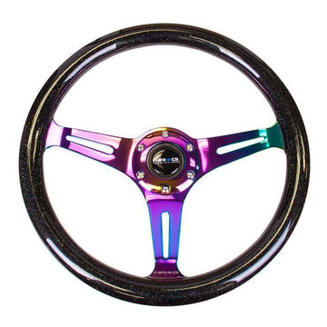 350mm Sparkled Wood Grain Neochrome Spoke Steering Wheel - ST-015MC-BSB