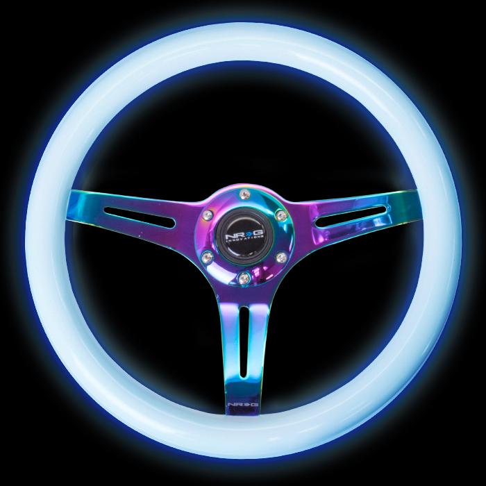 350mm Luminor Wood Grain Neochrome Spoke Steering Wheel - ST-015MC-GL-BL