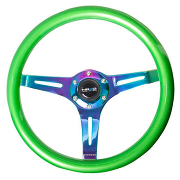 350mm Green Wood Grain Neochrome Spoke Steering Wheel - ST-015MC-GN