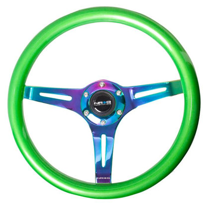 350mm Green Wood Grain Neochrome Spoke Steering Wheel - ST-015MC-GN