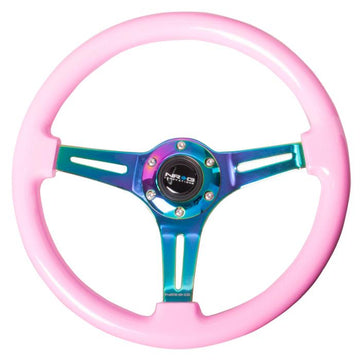 350mm Pink Wood Grain Neochrome Spoke Steering Wheel - ST-015MC-PK