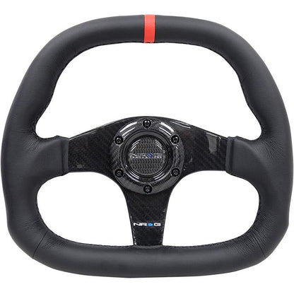 320mm Flat Bottom Leather Grip Carbon Fiber Steering Wheel - ST-019CF-R