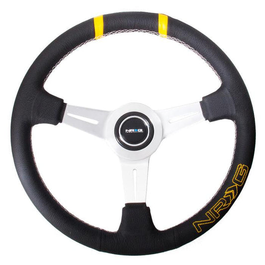 360mm Leather Steering Wheel w/Double Center Mark - ST-028BK-Y