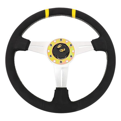 360mm Leather Steering Wheel w/Double Center Mark - ST-028BK-Y
