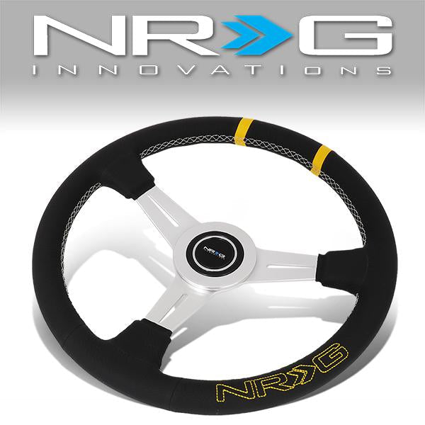 360mm Leather Steering Wheel w/Double Center Mark - ST-028BK-Y