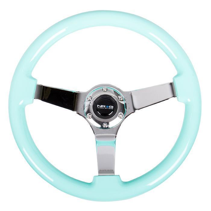 350mm 3 in. Deep Dish Mint Fresh Wood Grain Steering Wheel - ST-036MF-CH
