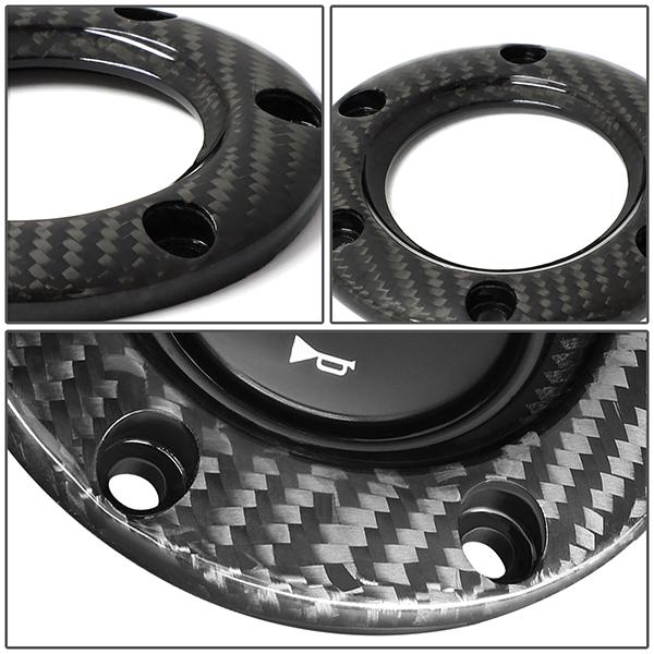 6-Bolt 70mm Spacing Steering Wheel Carbon Fiber Horn Plate+Button - STR-001BC