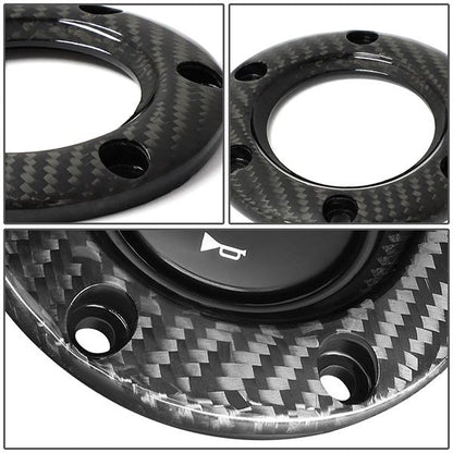 6-Bolt 70mm Spacing Steering Wheel Carbon Fiber Horn Plate+Button - STR-001BC
