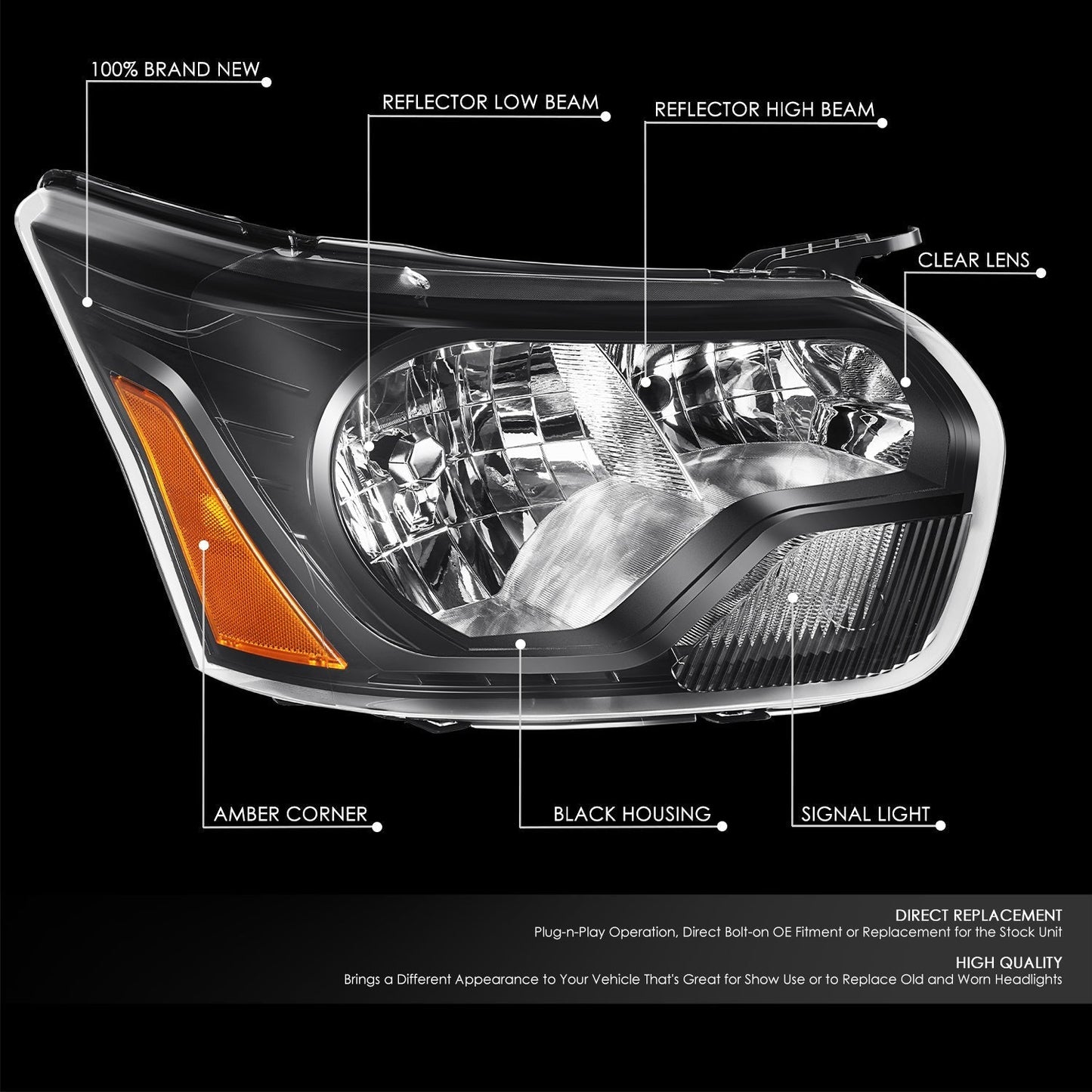 Factory Style Headlight (Right) <br> 15-23 Ford Transit 150, 250, 350