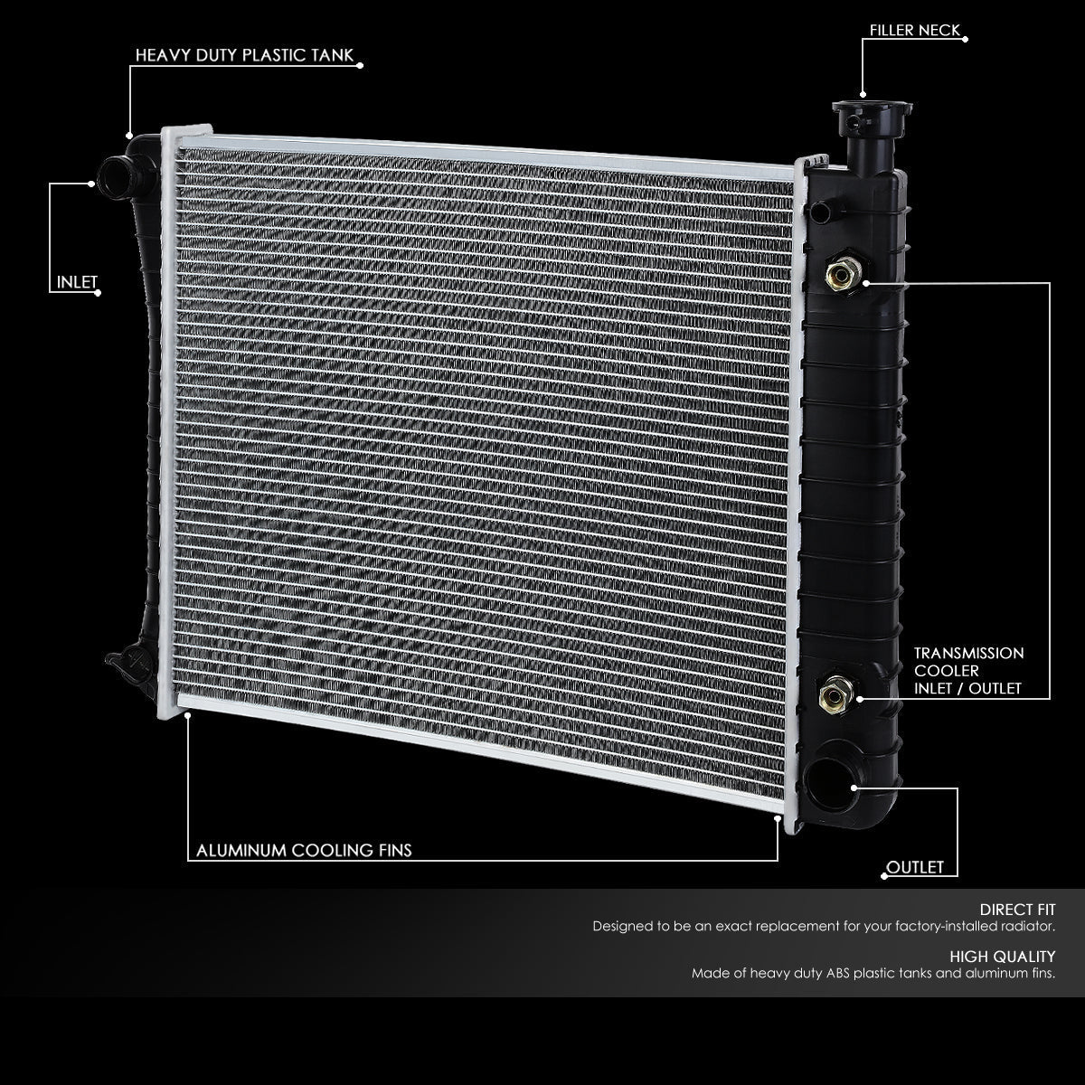 88-95 Chevy GMC C/K 1500 2500 3500 Suburban AT Aluminum Radiator - 0434