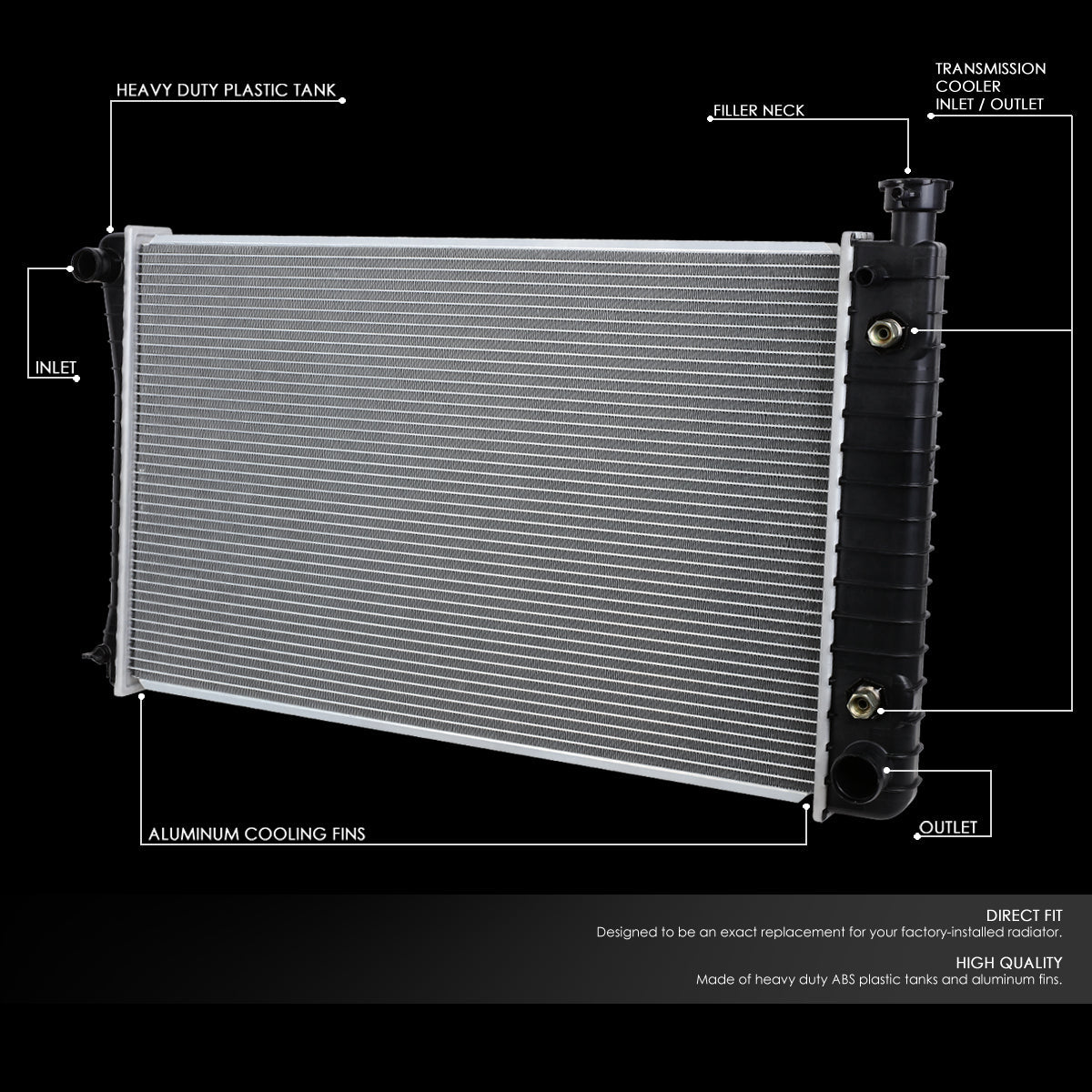 88-95 Chevy GMC C/K 1500 2500 3500 Suburban AT w/o EOC Aluminum Radiator - 618