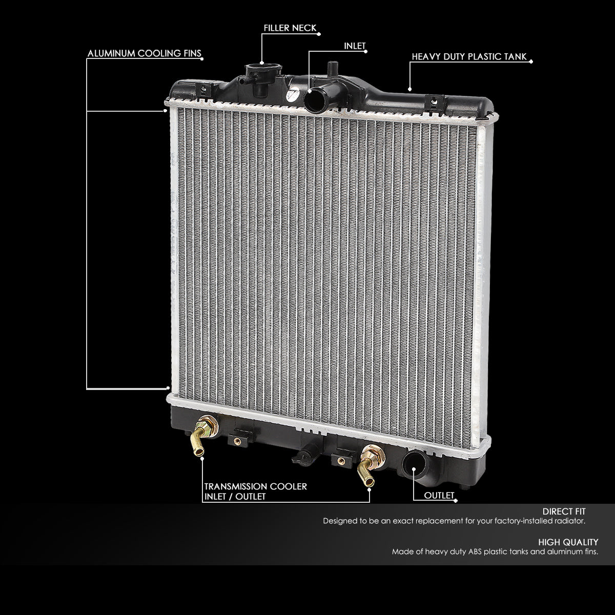 92-00 Honda Civic 93-97 Del Sol SOHC AT Aluminum Radiator - 1290