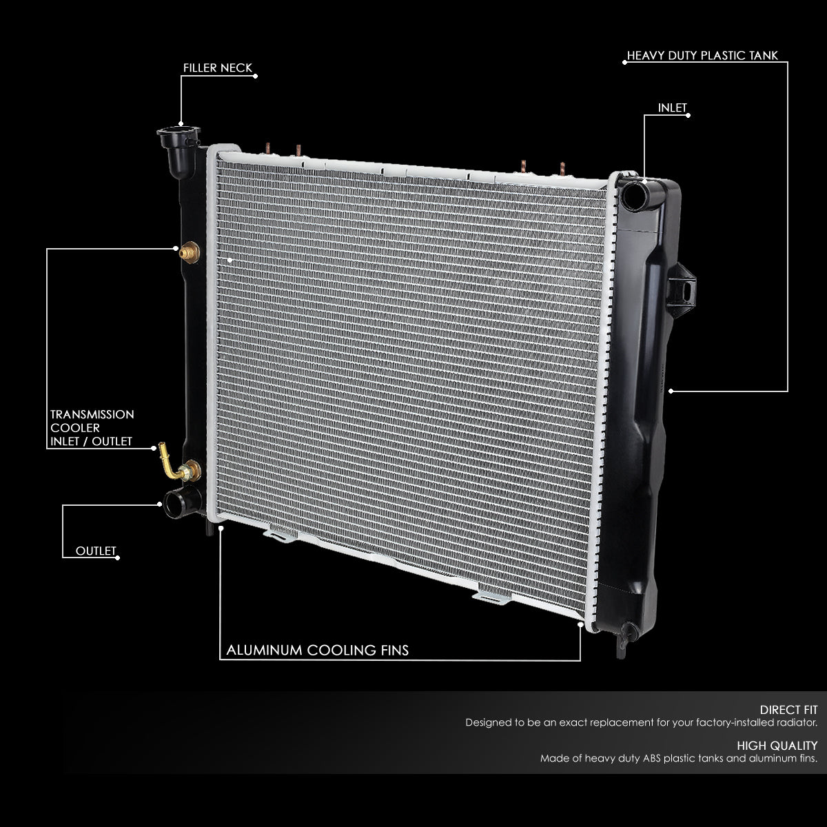 93-97 Jeep Grand Cherokee 4.0L AT Aluminum Radiator - 1396
