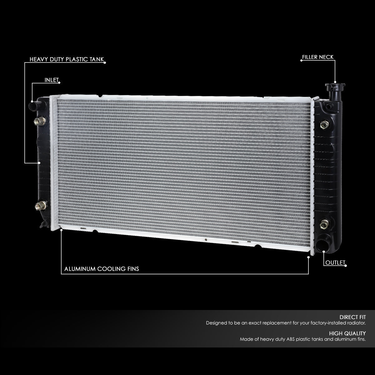 92-00 Cadillac Escalade Chevy GMC C/K 1500 2500 3500 Aluminum Radiator - 1522