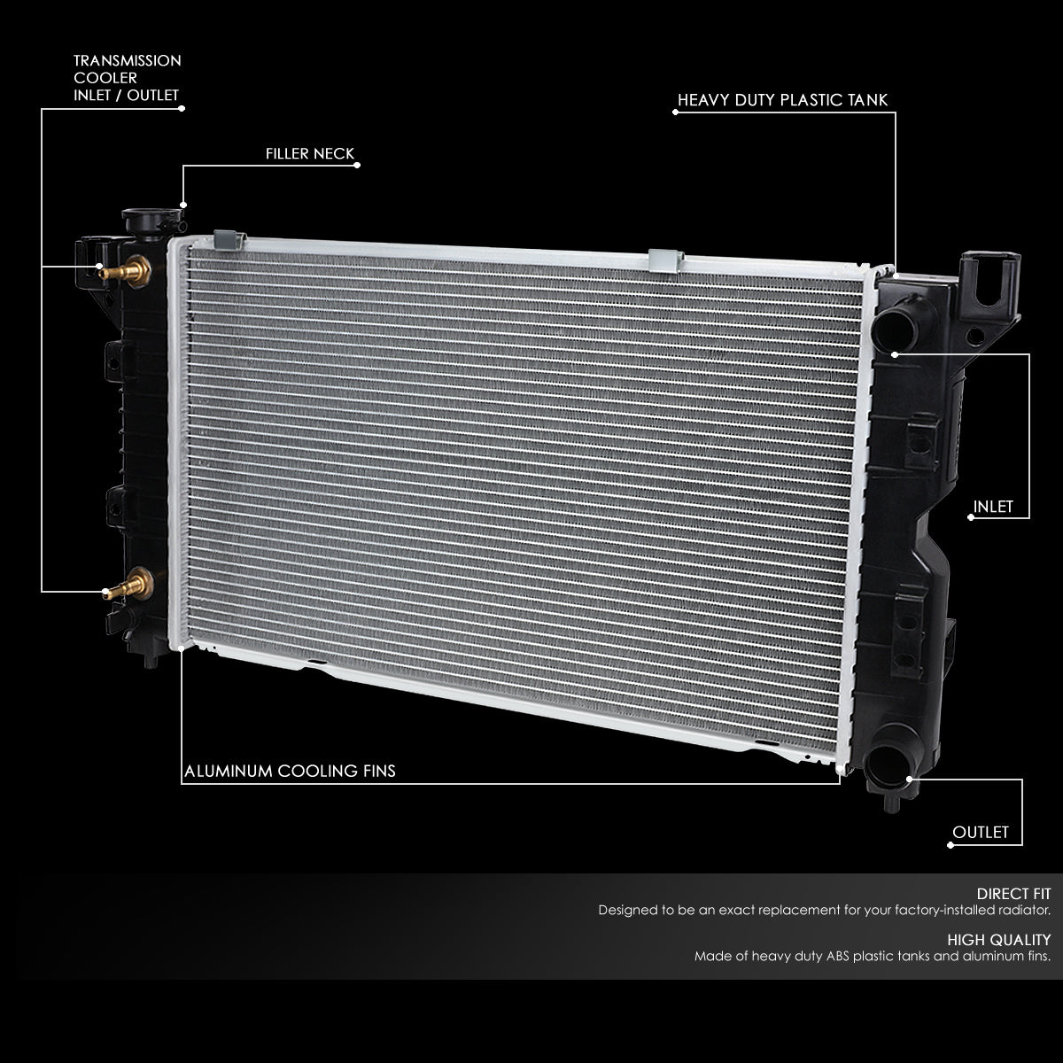 96-00 Chrysler Plymouth Grand Voyager Dodge Caravan AT Aluminum Radiator - 1850