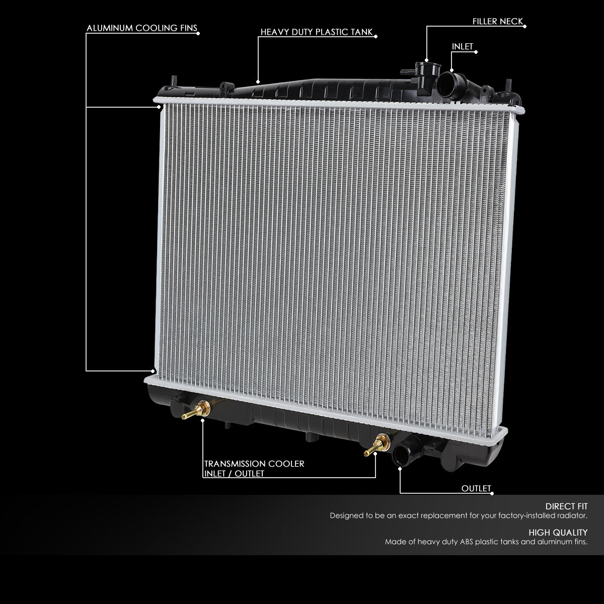 98-04 Nissan Frontier Xterra AT Aluminum Radiator - 2215