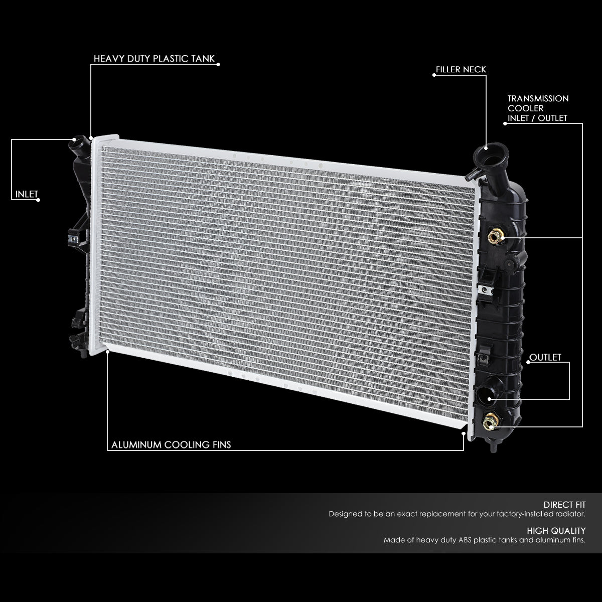 00-05 Buick Century Chevy 00-03 Impala Monte Carlo AT Aluminum Radiator - 2343