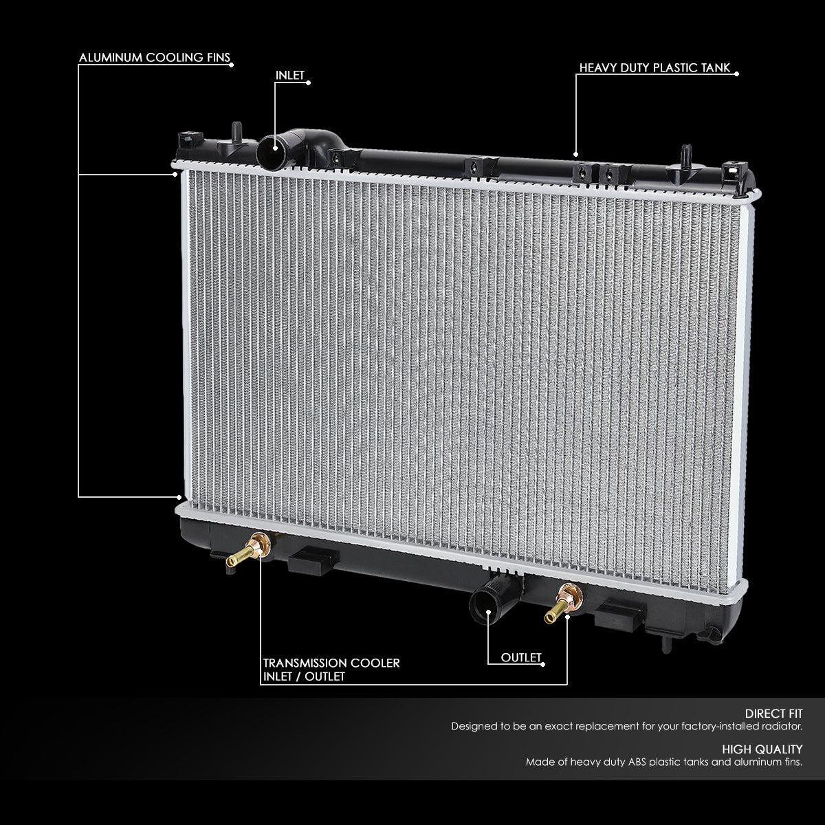 00-04 Dodge Plymouth Neon 2.0L AT Aluminum Radiator - 2362 - 1.25"Inlet